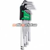 Набор шестигранников дюймовых с шаром TOPTUL 1/16"-3/8" 9ед. GBAL0901